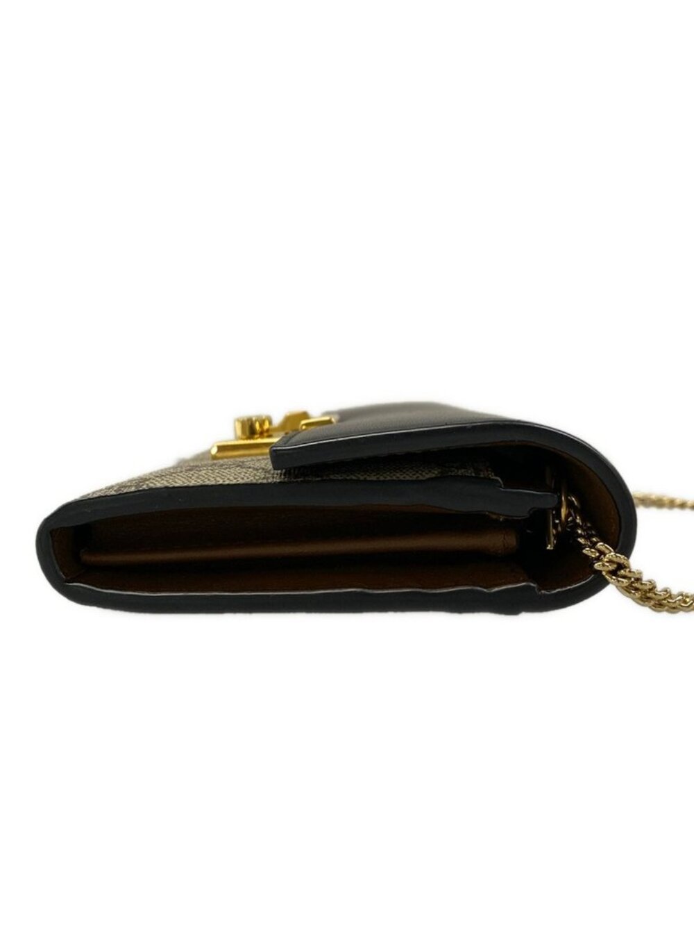 Gucci Wallet Padlockgg Plus GG Supreme Dark Brown Beige Black Chain Leather - Picture 9 of 13